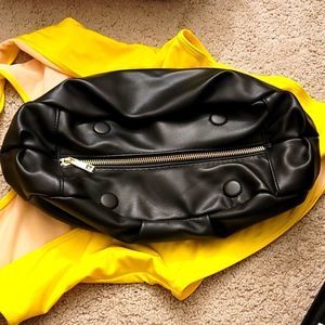 Asos black Ruche clutch with gold zipper